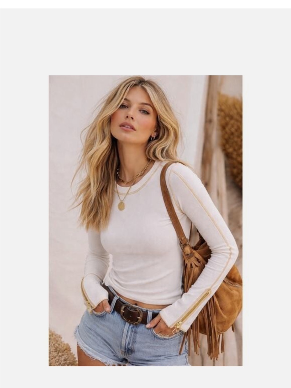 Women’s Free People White Long-Sleeve Thermal-esque Top - Size XS